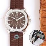 Super clone Patek Philippe Aquanaut Luce 9015 watch Bezel Diamond -set Brown Dial